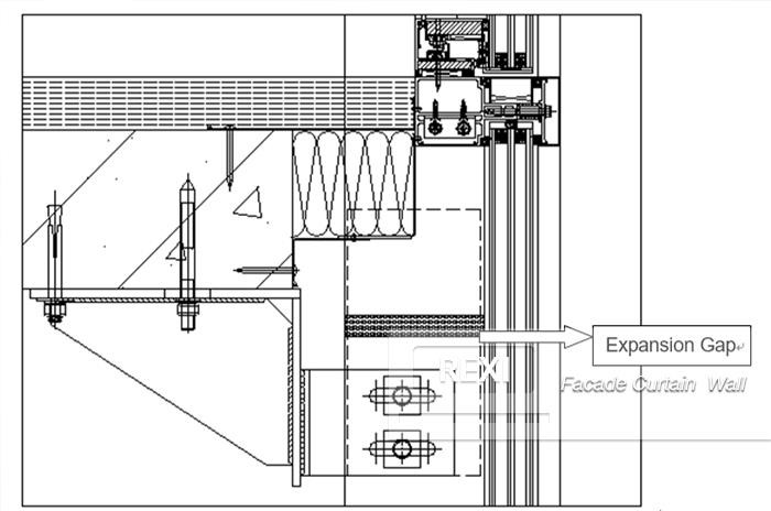 Brecha de expansión de parteluz en muro cortina